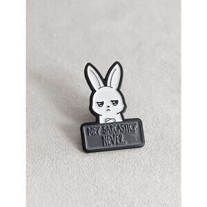 Funny Cute Bunny Enamel Button Pin Me Sarcastic Never Small Humor Lapel Badge